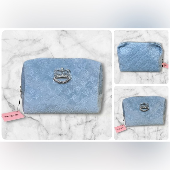 Juicy Couture Handbags - Juicy Couture Blue Velour Cosmetic Bag NWT Includes Travel Tolietry Bottle